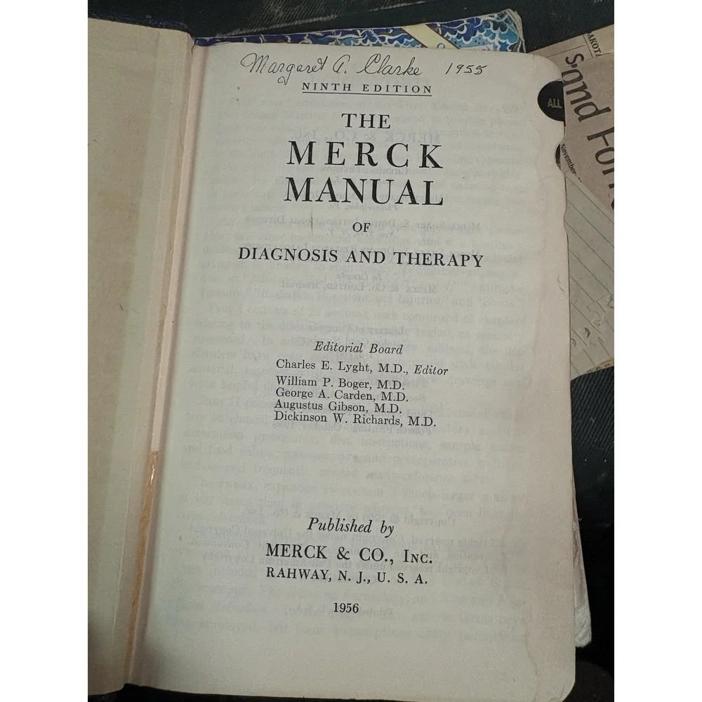 ** 1956 The Merck Manual Ninth Edition Diagnosis & Therapy Vintage Medical Book